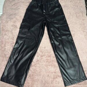 Faux Leather Cargo Pants